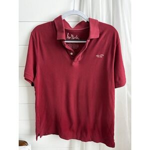 HOLLISTER Button Front Short Sleeve Red‎ Polo Golf Shirt Mens's Size XLarge 0414